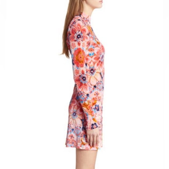 Free People long sleeve floral mini Dress with open back size XL - Picture 3 of 3